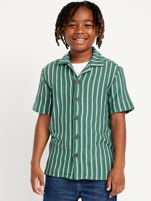View large product image 1 of 3. Printed Short-Sleeve Sweater-Knit Shirt for Boys