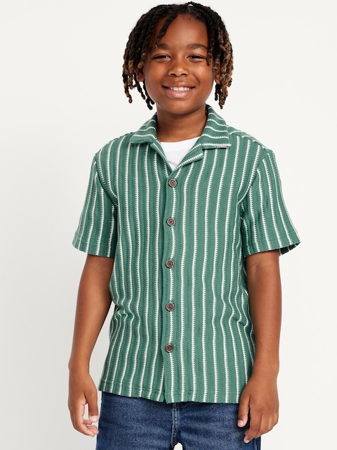 Chemise à manches courtes en tricot côtelé à imprimé pour garçon