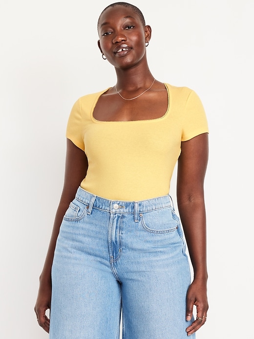 Image number 4 showing, Square-Neck Ribbed T-Shirt