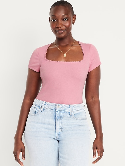 Image number 4 showing, Square-Neck Ribbed T-Shirt