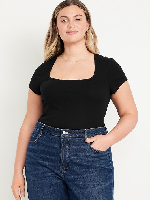 Image number 6 showing, Square-Neck Ribbed T-Shirt