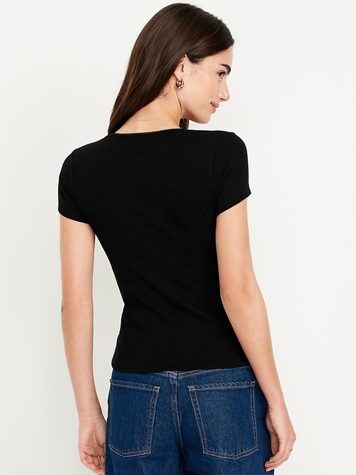 Image number 2 showing, Square-Neck Ribbed T-Shirt