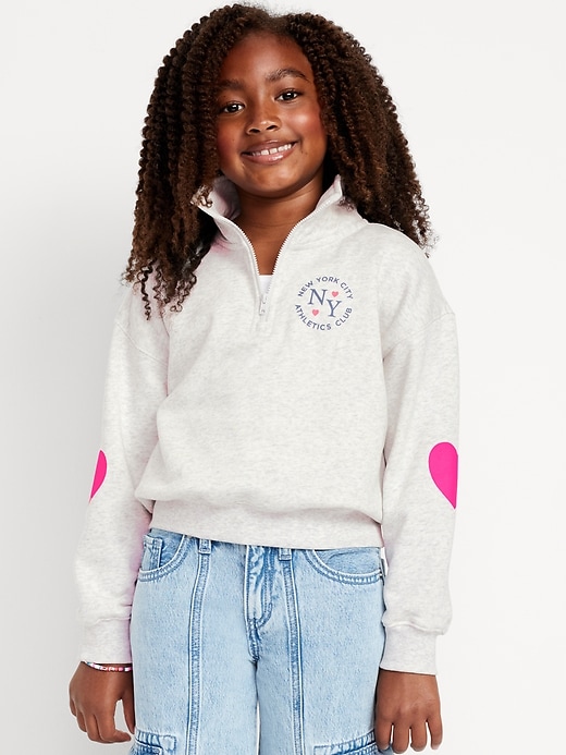 View large product image 1 of 4. Oversized Quarter-Zip Sweatshirt for Girls