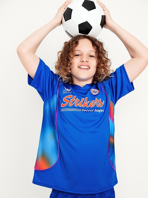 View large product image 1 of 3. Oversized Collared Graphic Performance Top for Boys