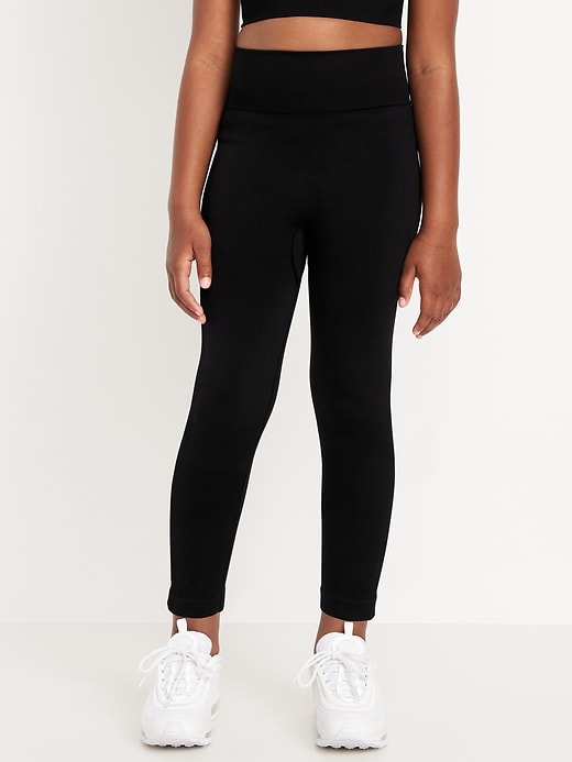 Image number 3 showing, Fitted High-Waisted 7/8-Length Seamless Performance Leggings for Girls