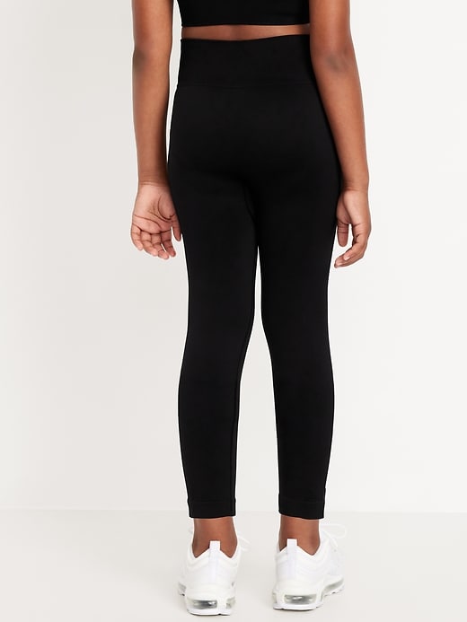 View large product image 2 of 5. Fitted High-Waisted 7/8-Length Seamless Performance Leggings for Girls