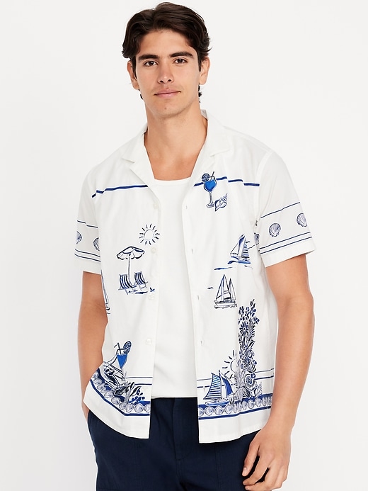 Image number 1 showing, Short-Sleeve Printed Camp Shirt