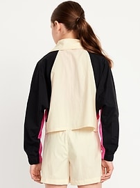 Image number 2 showing, Oversized Cropped Color-Block Zip Jacket for Girls