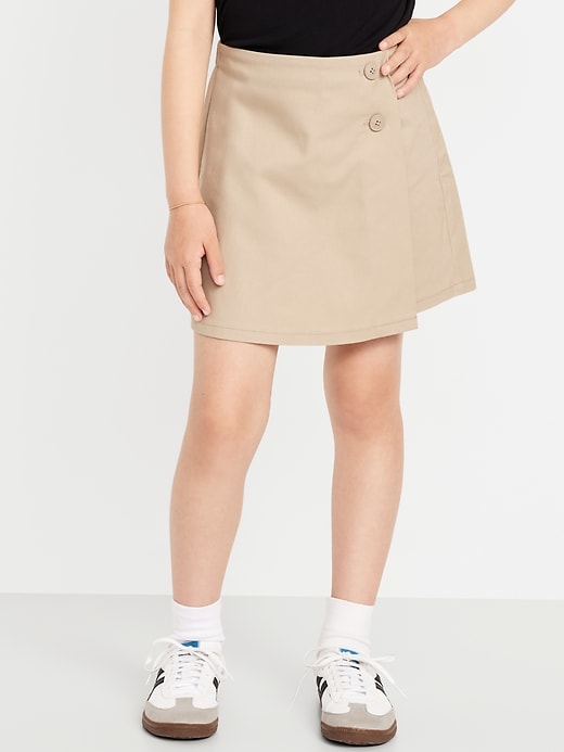 View large product image 1 of 5. School Uniform Wrap-Front Skort for Girls