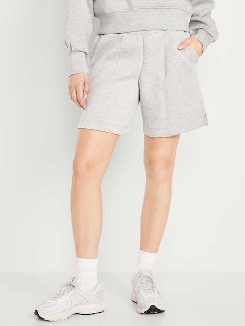 High-Waisted Bounce Fleece Shorts -- 8-inch inseam