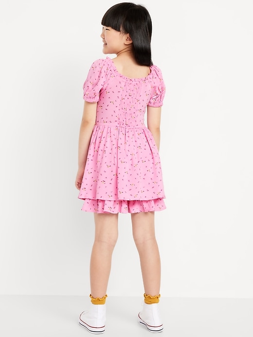 View large product image 2 of 4. Printed Puff-Sleeve Smocked Dress for Girls