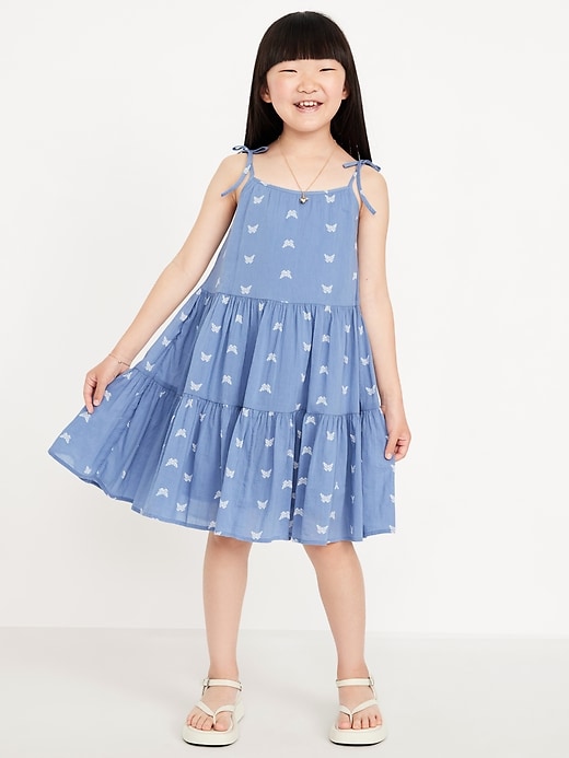 View large product image 1 of 4. Printed Sleeveless Gauze Tiered Dress for Girls