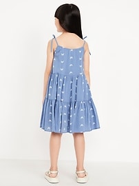 L'image numéro 2 présente Robe étagée sans manches en gaze à motif pour fille