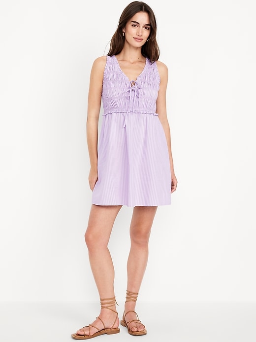 Image number 1 showing, Fit & Flare Smocked Bodice Mini Dress