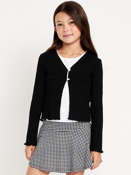 View large product image 1 of 1. Button-Front Ribbed Cardigan for Girls