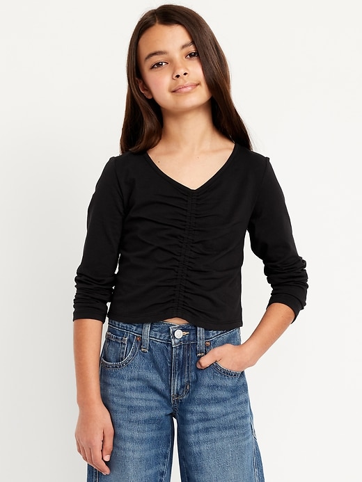 View large product image 1 of 1. Fitted Long-Sleeve Ruched Top for Girls