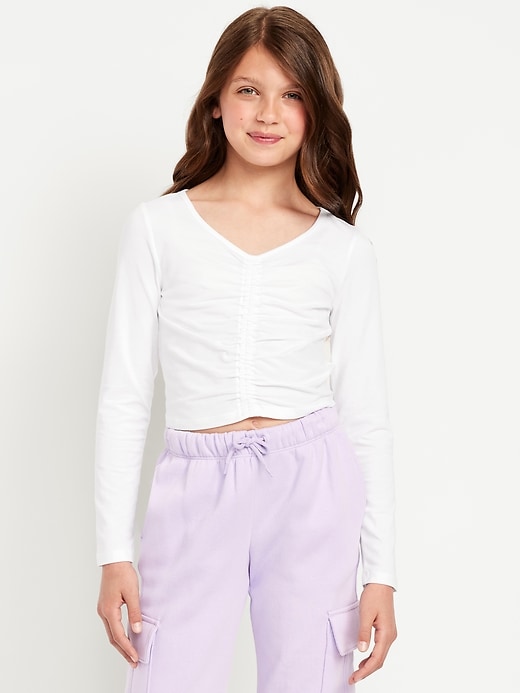 View large product image 1 of 1. Fitted Long-Sleeve Ruched Top for Girls