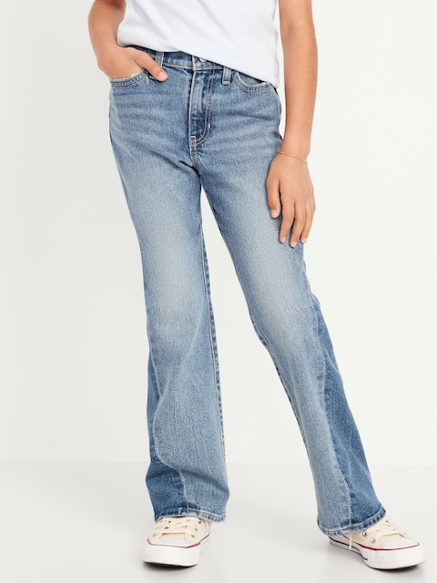 Jean évasé clouté à taille haute pour fille