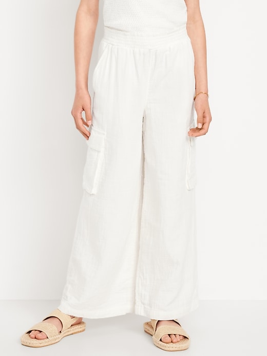 View large product image 1 of 4. Double-Weave Wide-Leg Cargo Pants for Girls