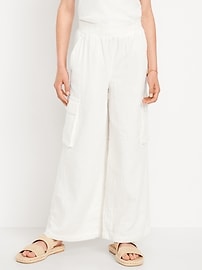 Image number 1 showing, Double-Weave Wide-Leg Cargo Pants for Girls