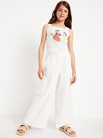 View large product image 3 of 4. Double-Weave Wide-Leg Cargo Pants for Girls