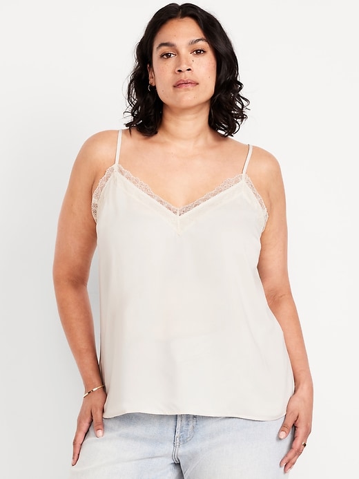 Image number 6 showing, Lace-Trim Satin Cami Top