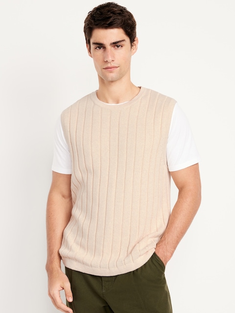 Ribbed Sweater Vest - White
