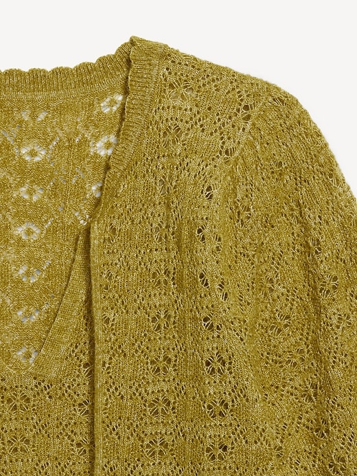 Image number 4 showing, Wool-Blend Puff-Sleeve Tie-Neck Sweater