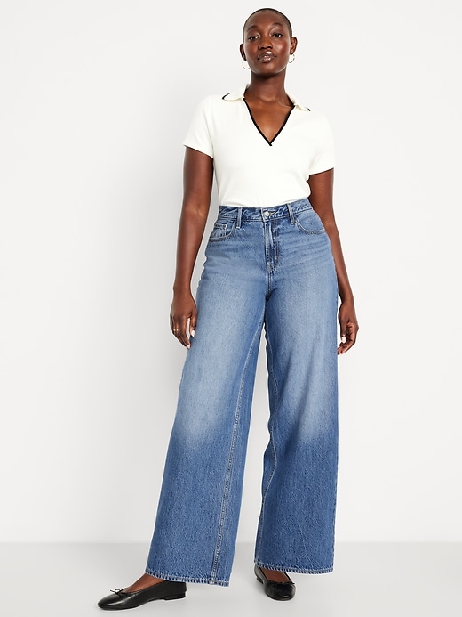 Image number 4 showing, Mid-Rise Wow Baggy Wide-Leg Jeans