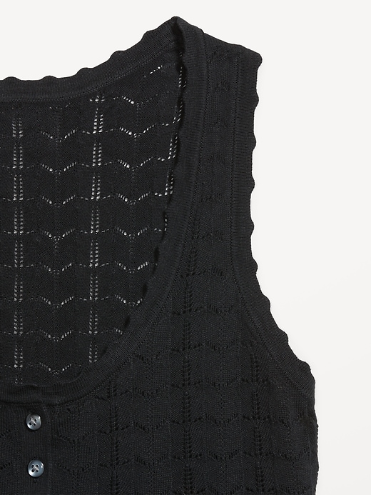 Image number 4 showing, Sleeveless Pointelle Henley Top