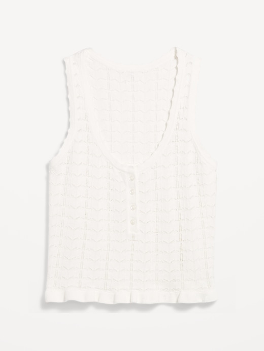 Image number 4 showing, Sleeveless Pointelle Henley Top