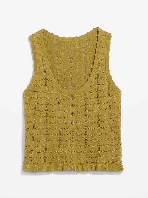 Image number 3 showing, Sleeveless Pointelle Henley Top