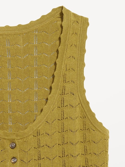 Image number 5 showing, Sleeveless Pointelle Henley Top