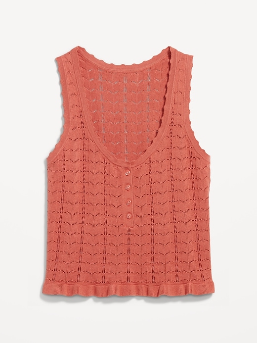 Image number 8 showing, Sleeveless Pointelle Henley Top