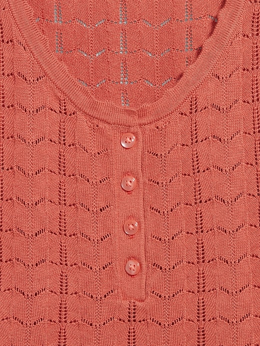 Image number 6 showing, Sleeveless Pointelle Henley Top