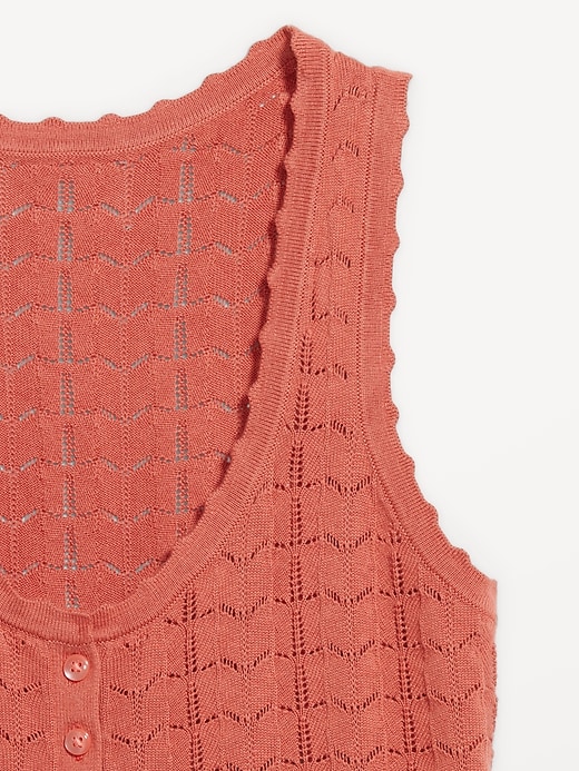 Image number 5 showing, Sleeveless Pointelle Henley Top