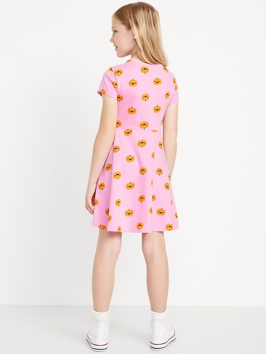 View large product image 2 of 3. Printed Short-Sleeve Fit and Flare Dress for Girls