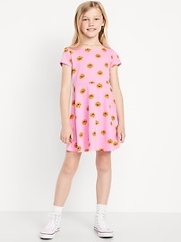 Image number 1 showing, Printed Short-Sleeve Fit and Flare Dress for Girls