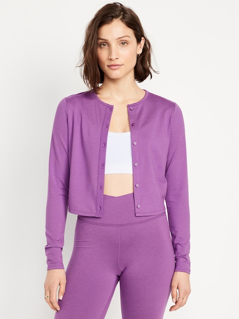 CloudComfy Cropped Cardigan - Purple