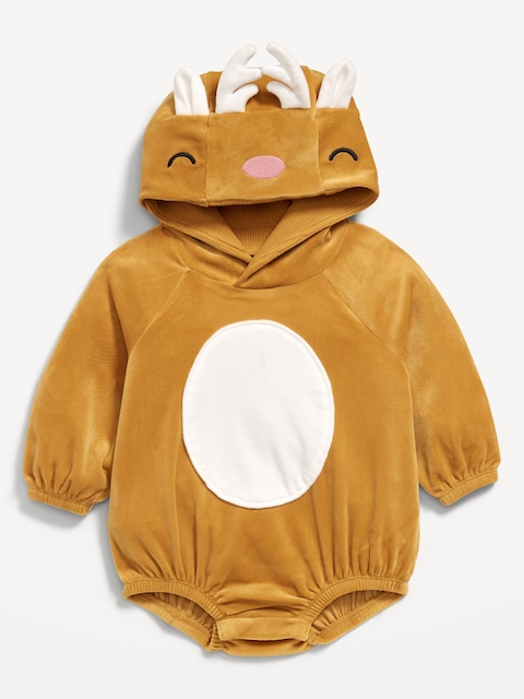 Long-Sleeve Critter Velour One-Piece Romper for Baby