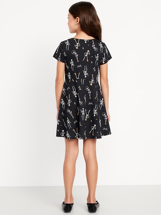 View large product image 2 of 3. Printed Short-Sleeve Fit and Flare Dress for Girls
