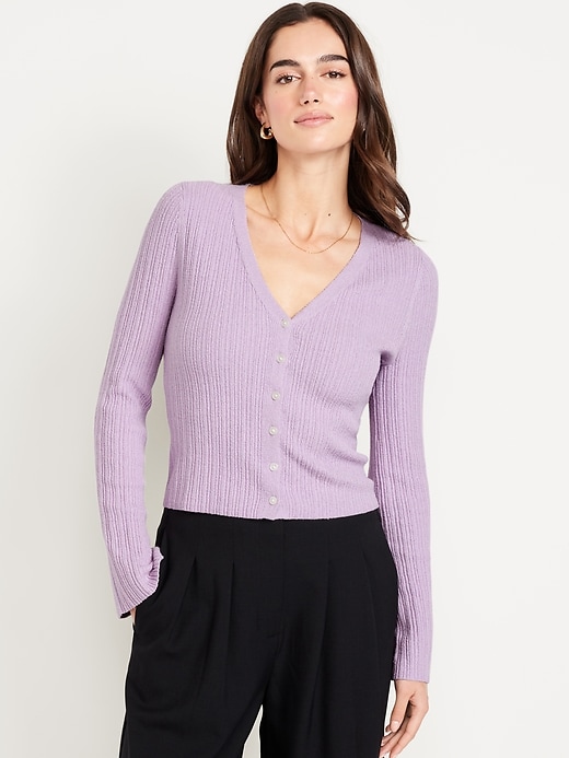Image number 1 showing, Textured Bouclé Button-Down Sweater