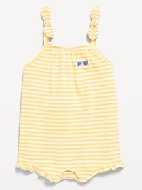 Image number 1 showing, Sleeveless Tie-Knot Ribbed One-Piece Romper for Baby