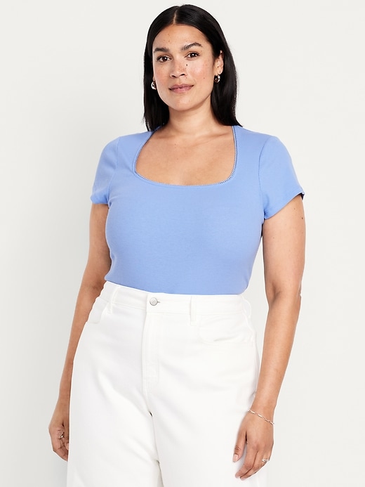 Image number 6 showing, Square-Neck Ribbed T-Shirt