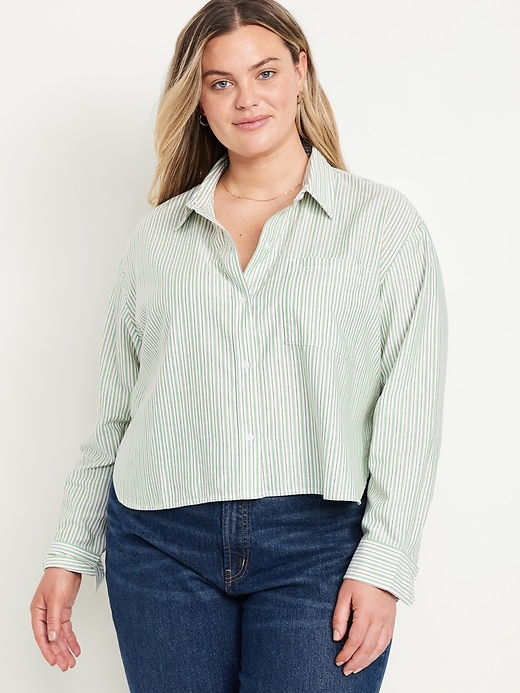 Image number 7 showing, Button-Down Oxford Crop Shirt