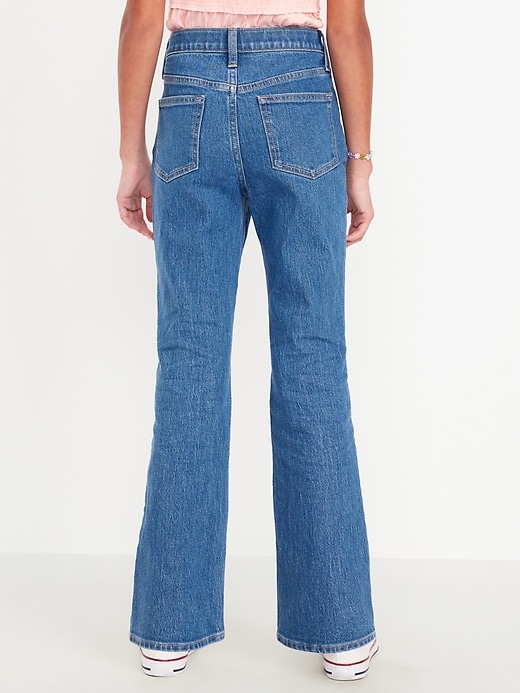 View large product image 2 of 3. High-Waisted Embroidered Flare-Leg Jeans for Girls