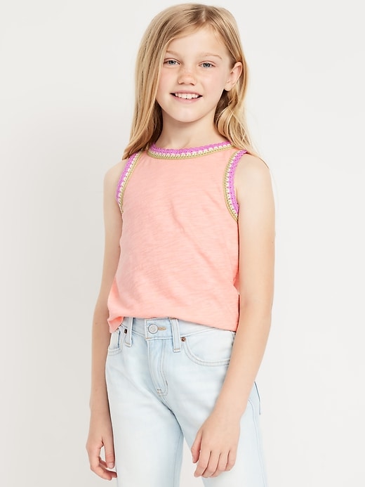 View large product image 1 of 1. Sleeveless Crochet-Trim Top for Girls