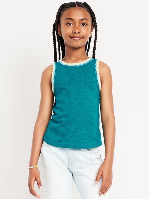 View large product image 1 of 1. Sleeveless Crochet-Trim Top for Girls