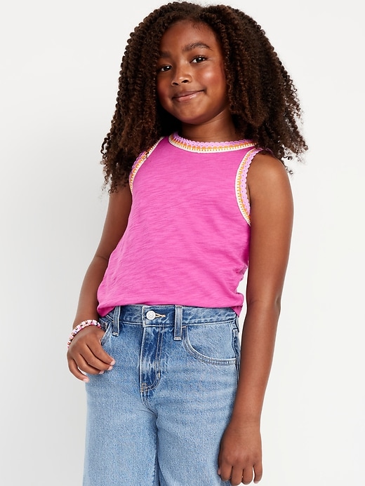 View large product image 1 of 1. Sleeveless Crochet-Trim Top for Girls