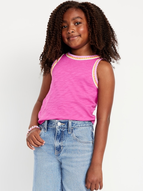 Sleeveless Crochet-Trim Top for Girls